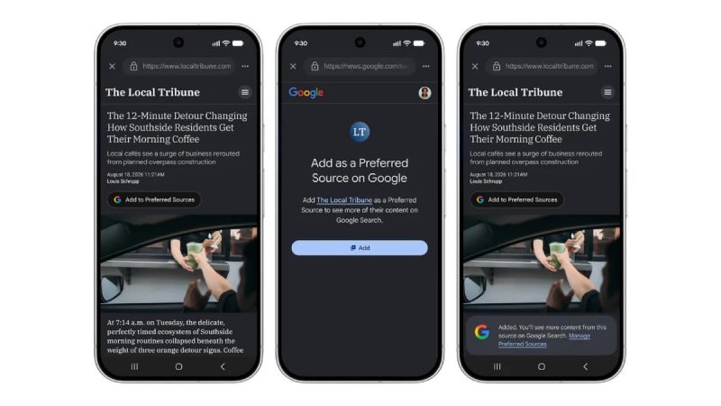 В сервисах Google заработал механизм предпочтительных источников контента
